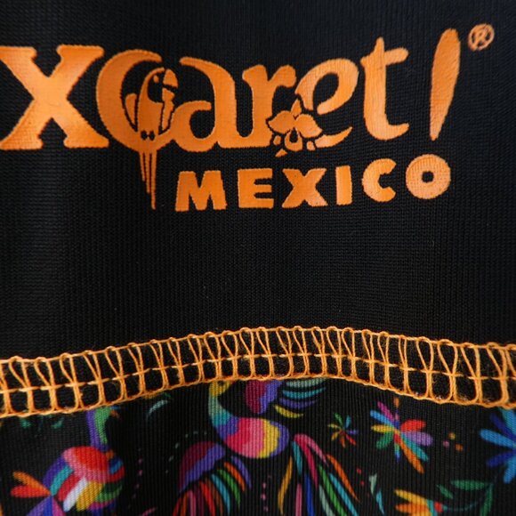 Xcaret Mexico Rashguard  Black Orange Floral Panel Sun Protection Water Park L - Picture 5 of 7